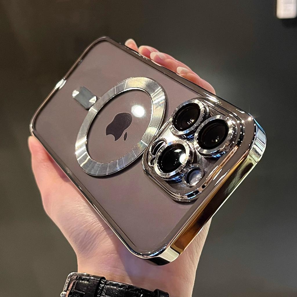 Luxury Magnetic For Magsafe Wireless Charge Plating Clear Case For iPhone 11 12 13 14 15 16 17Pro Max Plus Shockproof Silicone Cover