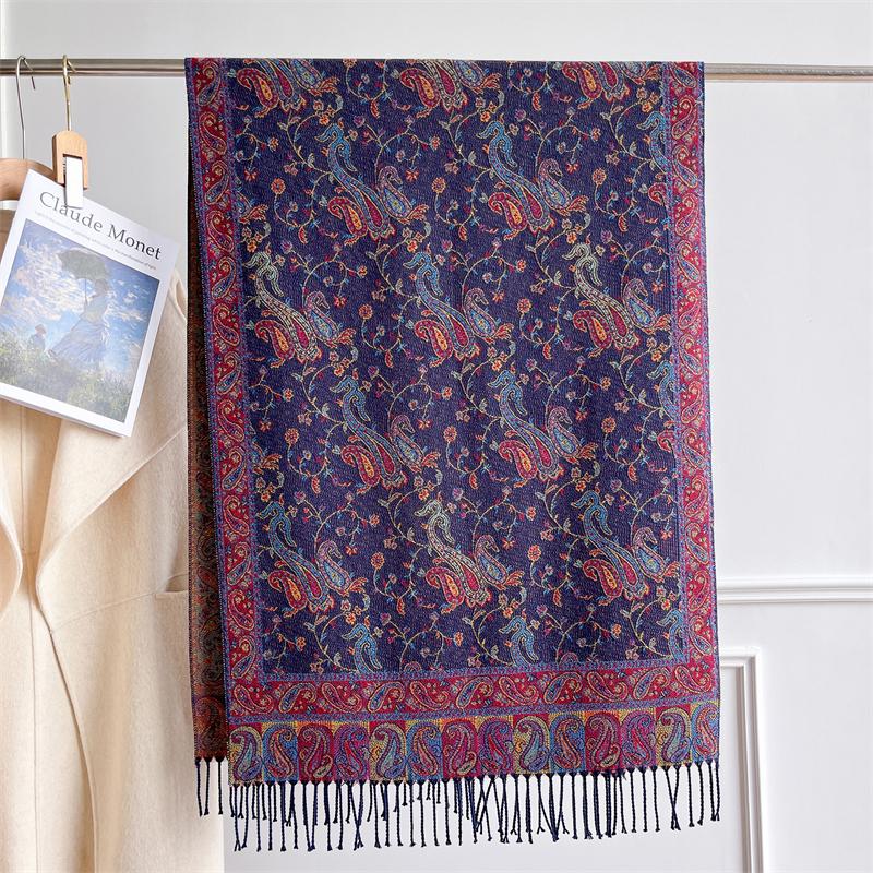 Autumn Winter Jacquard Scarf for Women Pashmina Shawls and Wraps Cashmere Blanket Warm Thick Stoles Lady Outdoor Bufanda