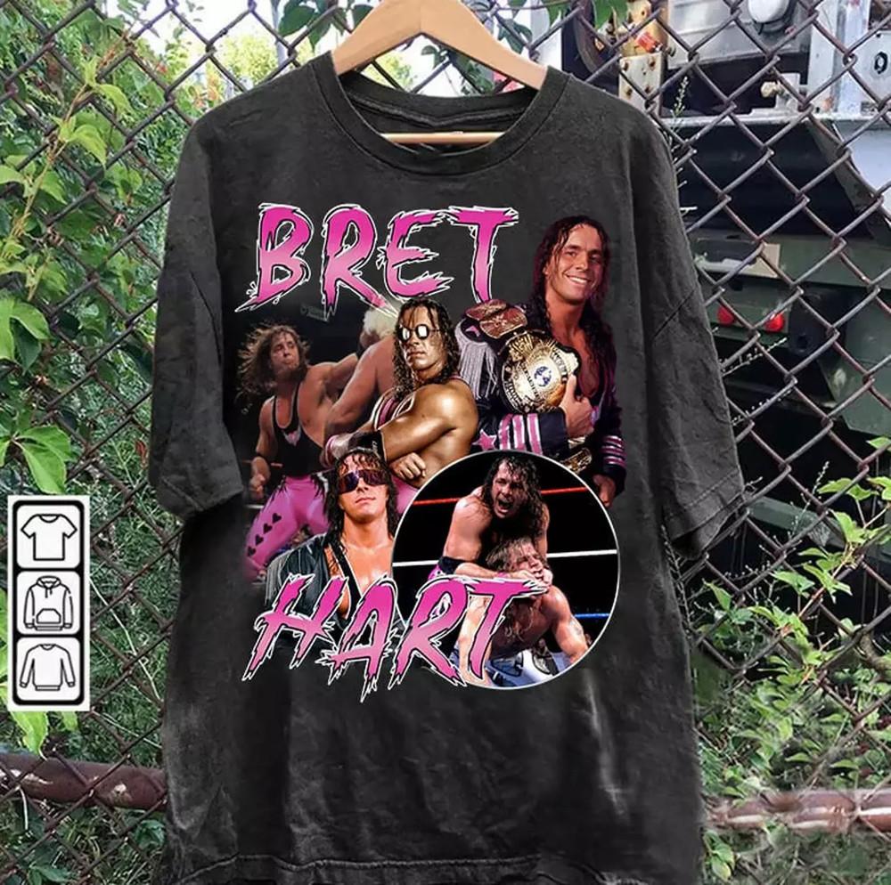 Bret Hart Poster Short Sleeve Gift For Fan Full Size S to 5XL Tshirt Unisex T-Shirt