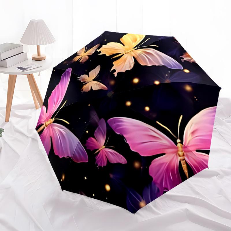 1pc Butterfly Fantasy Automatic Open/Close Umbrella Compact Folding Umbrella, All-Season Portable Umbrella for Women/Men F1124205