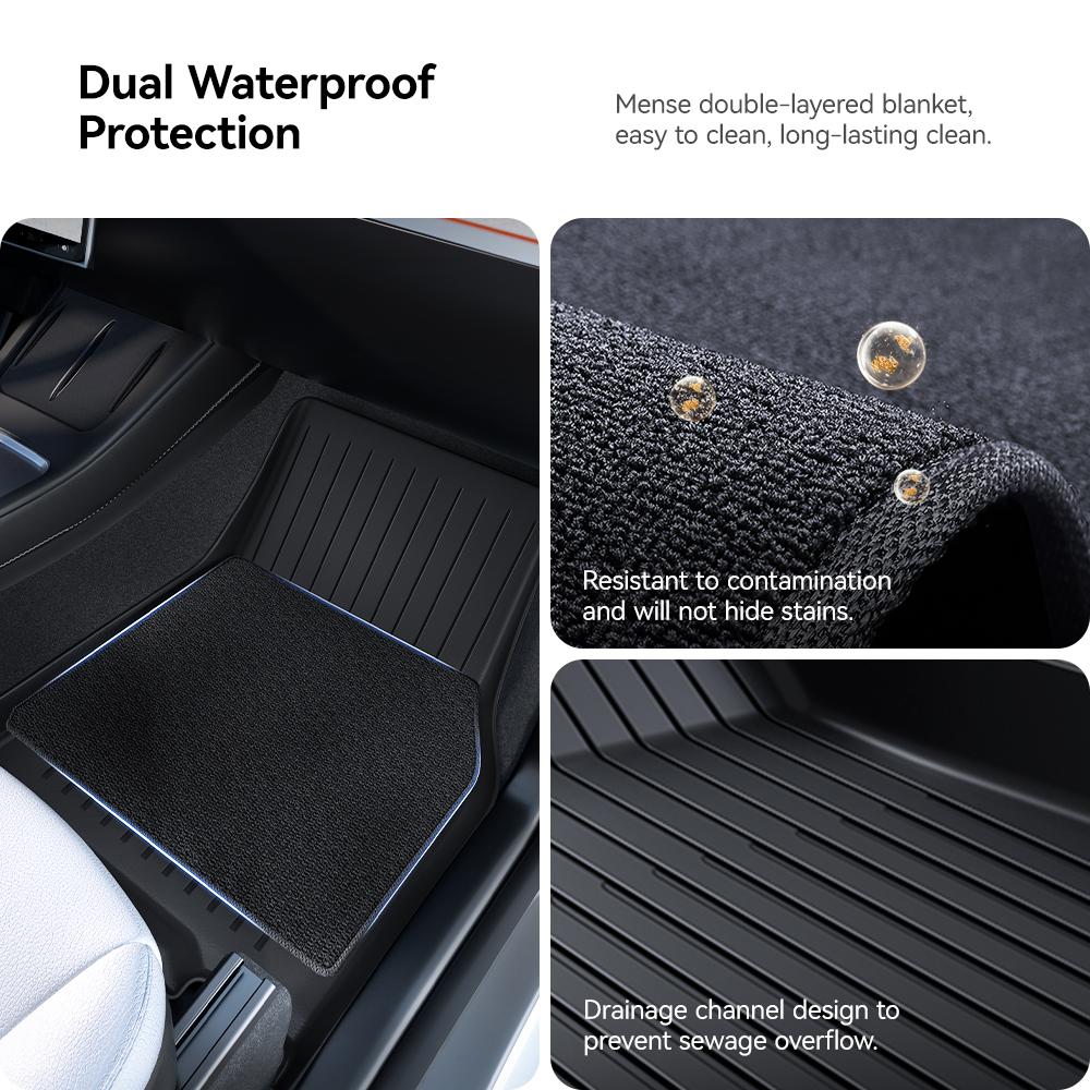YZ For Tesla Floor Mat Model Y Juniper 2025 Right-hand Drive Car Trunk Mat Luggage Mat TPE Waterproof Anti-Slip Set Floor Liner