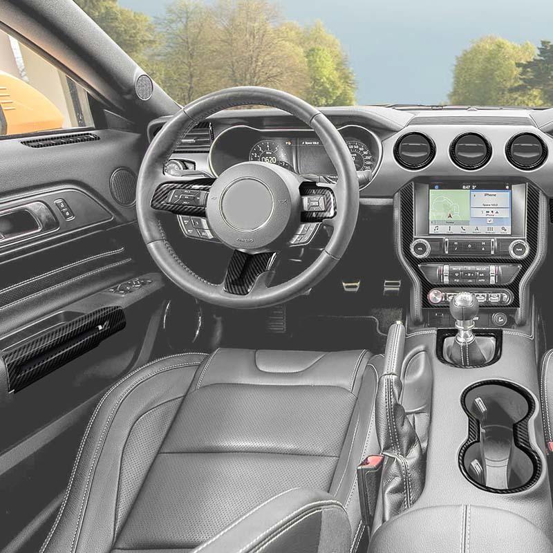 ABS Beifahrer Mittelkonsole Dekoration Lenkradabdeckung Aufkleber Passend Für Ford Mustang 2015-2023 Innenraumzubehör