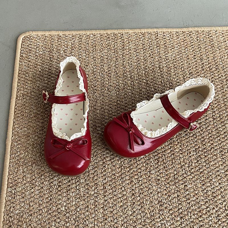 Women's Flower Buttoned Mary Jane Casual Shoes for Spring Daily Wear with Skirt PU Leather Shoes
