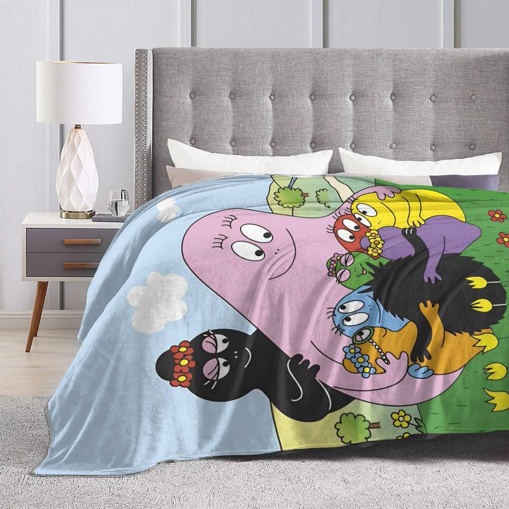 Barbapapa Barbamama Family Flannel Blanket Warm Throw Blanket for Couch Bed Travel Print Bedspread Sofa Bed Cover