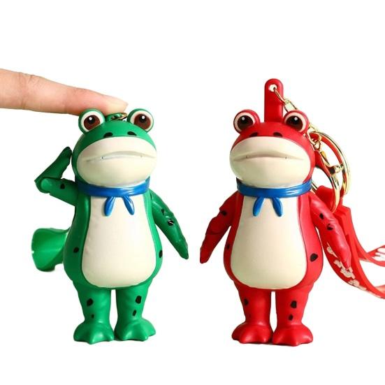 1/2Pcs Frog Keychain Decor Cartoon Backpack Purse Charm Realistic Frog Texture Keychain Portable Mini Keychain with Lobster Clasp