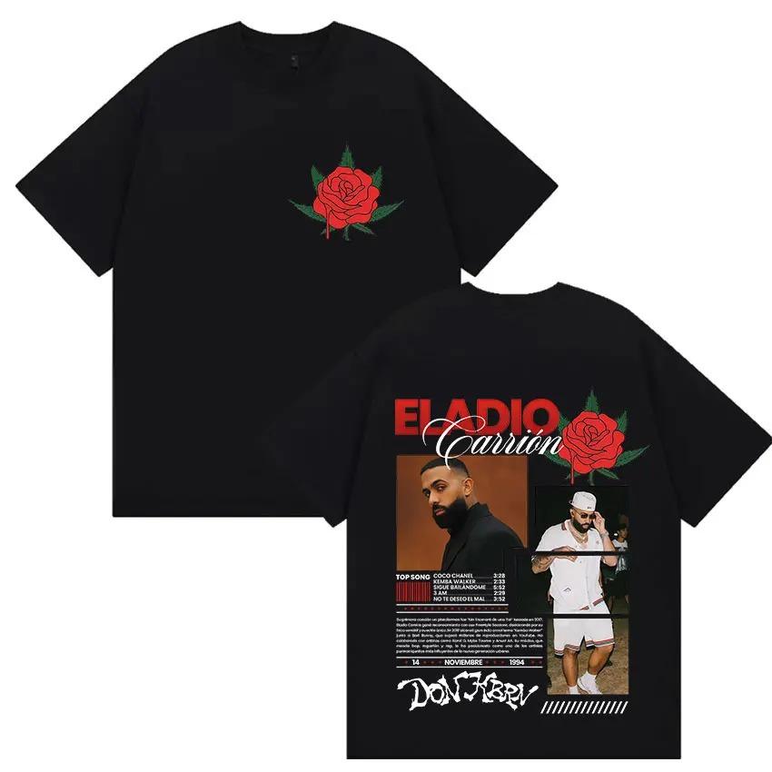 Rapper Eladio Carrión Sauce Boyz Tour 2025 Album T-shirt Mens Clothing Retro Oversized T-shirts Plus Size Streetwear Cotton Top
