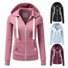 Jachetă pentru femei, toamnă iarnă, cu șnur, cu glugă, cu fermoar, mâneci lungi, culoare pură, cu manșetă elastică, cardigan, buzunare, haină sport fitness