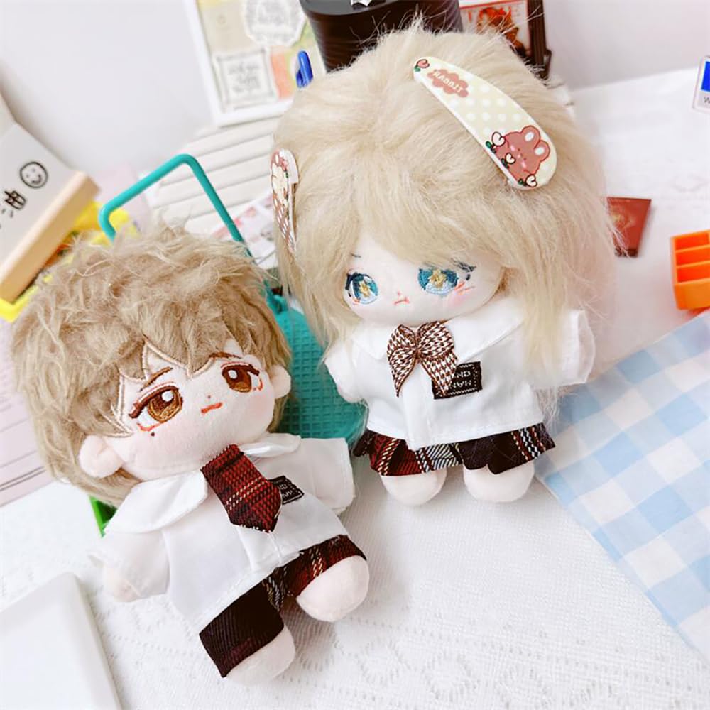 Niannyyhouse 10cm 20cm Plush Toy, White, Dress-Up, Dress Shirt, Pants, JK Skirt, Tie, Accessories, College Uniform, Cotton Doll (B-10cm)
