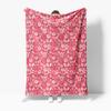 Red Floral Pattern Throw Blanket Soft Fleece Comfort Throw Blanket for Sofa Bed Decoration Gift