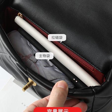 Borsa a tracolla da donna in pelle di pecora con motivo a rombi e catena, nuova borsa da donna con chiusura a lucchetto borsa a tracolla messenger 19