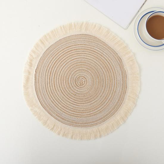 Nordic Table Placemats Round Heat-Resistant Coasters with Fringe Bowl Pads Teapot Trivet for Dining Table Setting
