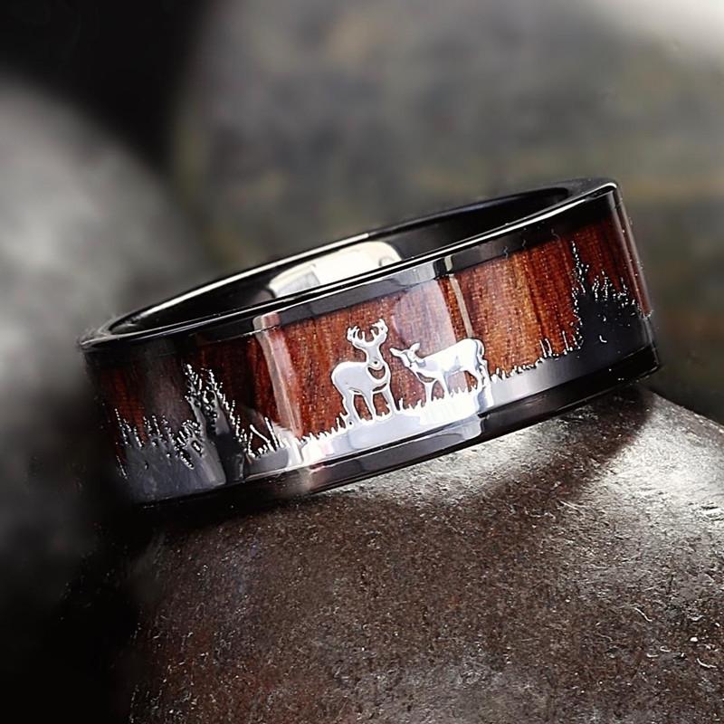 Fashion 8mm Men Titanium Wedding Rings Green Shell Inlay Stainless Steel Rings For Men Wedding Band Anniversary Birthday Gifts