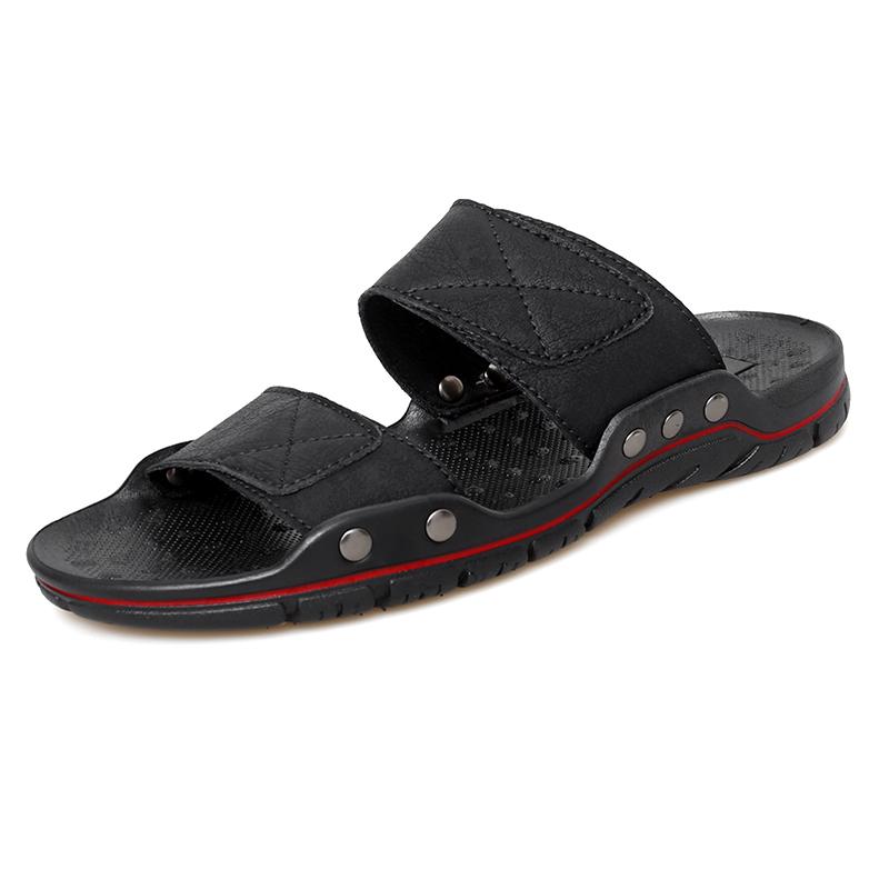 Genuine Leather Men Beach Slippers Plus Size Home Sandals Summer Beach Sandals Outdoor Casual Walking Beach Flip Flops Men Shoes