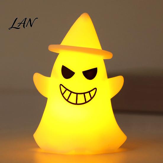 Battery Operated Ghost Light Halloween Witch Hat Light, Spooky LED Decorative Lamp, Cartoon Night for Holiday Party Decor