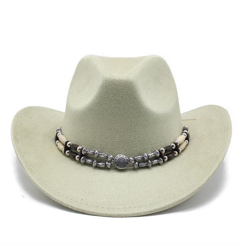 Suede Western Cowboy Hat Top Hat Roll-Up Jazz Hat Men'S Riding Felt Hat Wool Hat
