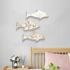 3Pcs/Set Wooden Dolphin Wall Pattern Fish Wall Decoration Flowers Leaves Art for Beach