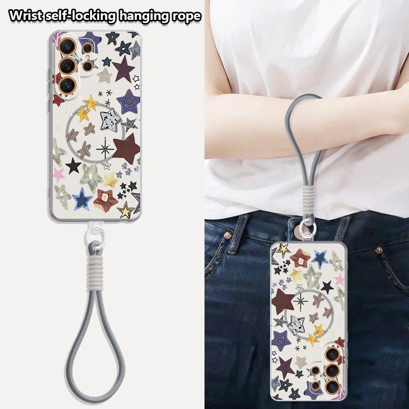 Colorful Stars Print Case For Samsung S26 Ultra S25 FE S24 S24 Plus A57 A37 A17 A56 A36 A16 A55 A35 A15 A54 5G Hybrid Magnetic Matte Cover