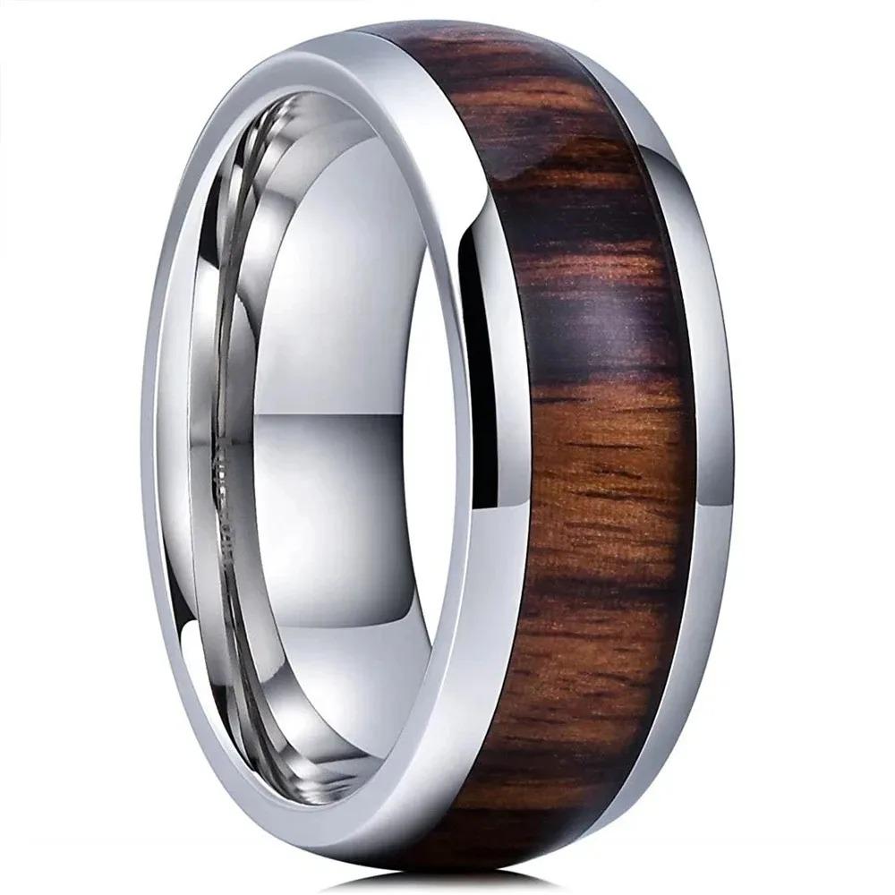 Fashion 8mm Men Titanium Wedding Rings Green Shell Inlay Stainless Steel Rings For Men Wedding Band Anniversary Birthday Gifts