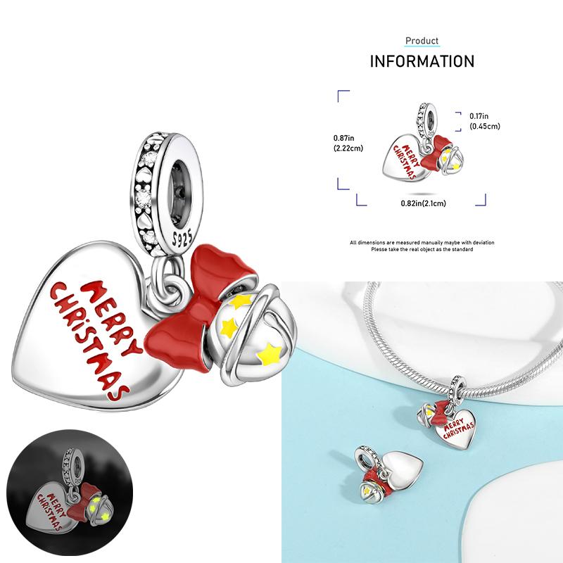 Copper Metal Christmas Series Sock Snowman Elk Bell Pendant Bead Component Compatible With Authentic Original Bracelet High Quality Fine Jewelry