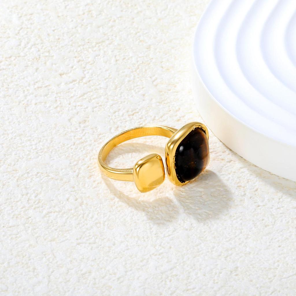 Roestvrijstalen Open Ring met Diamant Design - Dames Europese en Amerikaanse Mode Sieraden