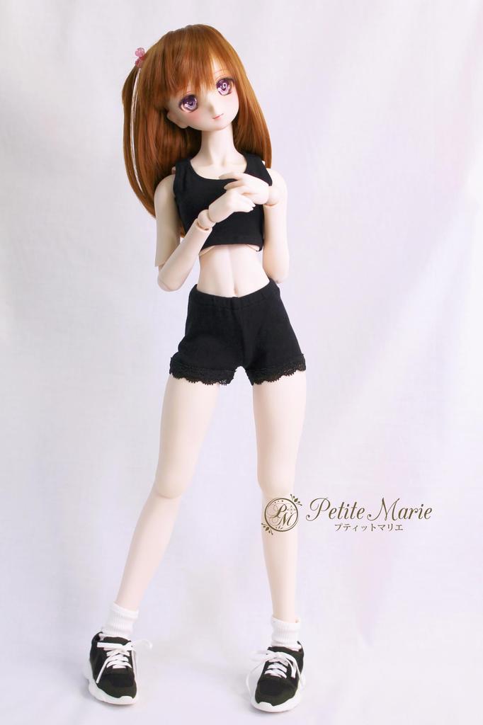 [Petite Marie] 13 DD Compatible, 1-Minute Length, Lace-Trimmed Leggings, Black, Tights, Fitness Pants, Daily Pants, Casual Pants, 60cm Doll, BJD,