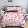Cartoon Unicorn Pink King Queen Duvet Cover Kids Girls Lovely Animal Bedding Set Rainbow Quilt Cover Polyester Comforter Cover