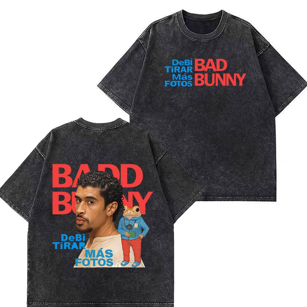 2026 Hot Sale Rapper Bad Bunny Tour 2026 Debi Tirar Mas Fotos DTMF Merch Tshirt Men Women Fashion Summer O-Neck Tee Hip Hop Vintage Washed T-shirts