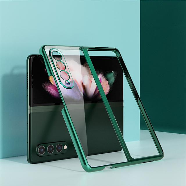 Módní tenké pozlacené pouzdro na telefon pro Samsung Galaxy Z Fold 3 5g Fold3 Nárazuvzdorný průhledný ochranný kryt Capa Coque