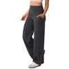 Dames Yogabroek Effen Kleur Hoge Taille Wijde Pijp Sportbroek met Zakken Buikcontrole Rechte Pijp Jurkbroek