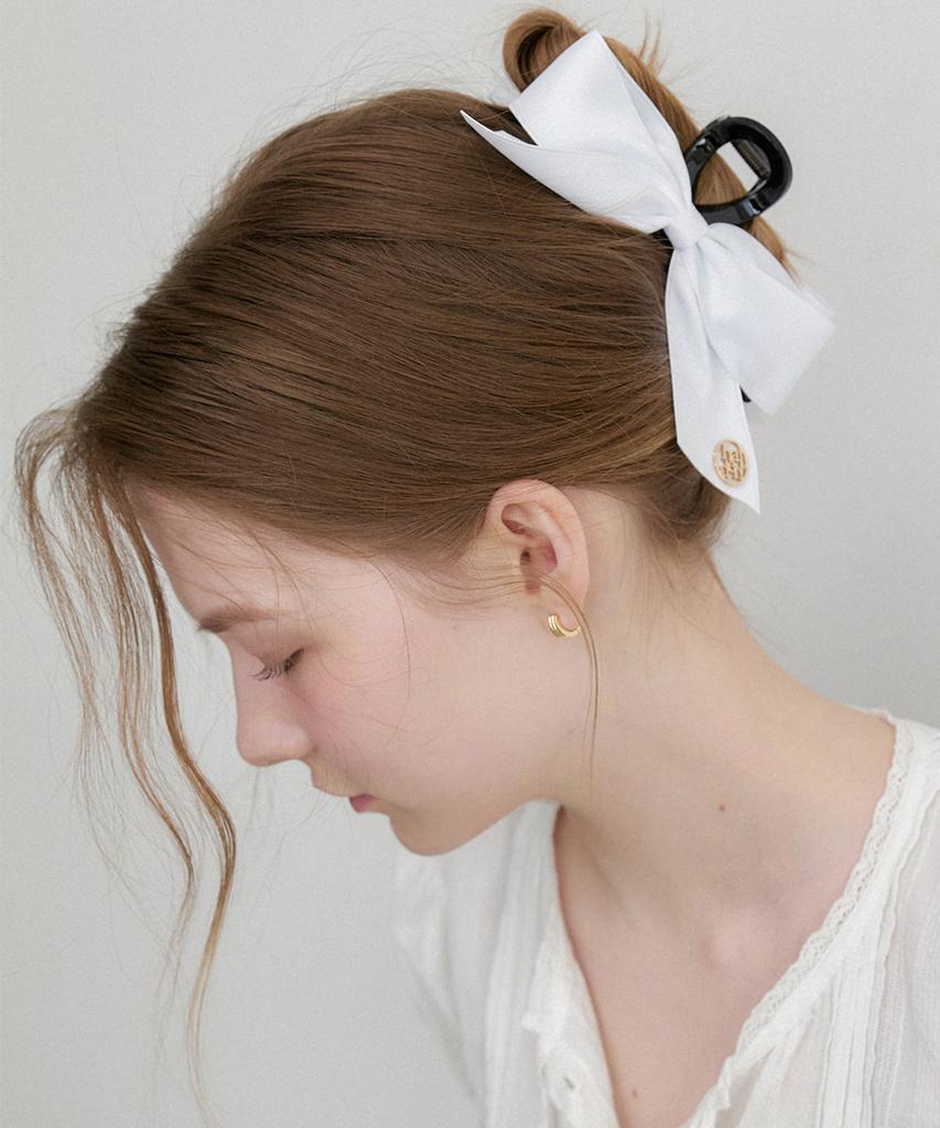 Halden Flat Ribbon Hair Claw Clip (H041_White)