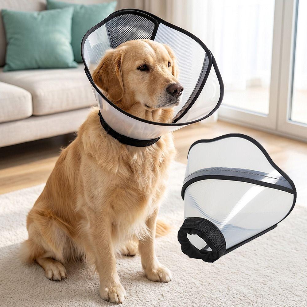 Breathable Dogs Comfy Cones Transparent Neck Protection Cover Dog Sterilization Collar Wound