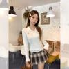 Korean Embroidered POLO Collar Design Sense Long-sleeved Knitted Sweater Women's Early Autumn New Slim-fit Bottoming Top