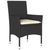 5 Piece Outdoor Dining Set with Cushions Black Poly Rattan and Glass