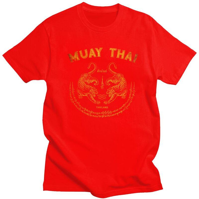 Custom Cool Muay Thai Tiger T Shirt Men Short Sleeve 100 Cotton Tshirt Leisure Sak Yant Tattoo Kickboxing Thailand Tees