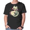 Unisex Crew Neck T-Shirt Cute Vampire Cat Bites Bat Graphic Short Sleeve Casual Tee