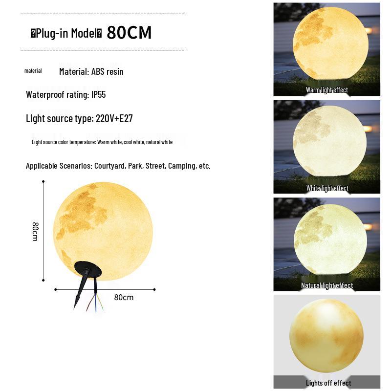 HuiXiang Dual-Powered Solar Moon Lamp for Outdoor Terrace & Garden - Waterproof Landscape & Lawn Light