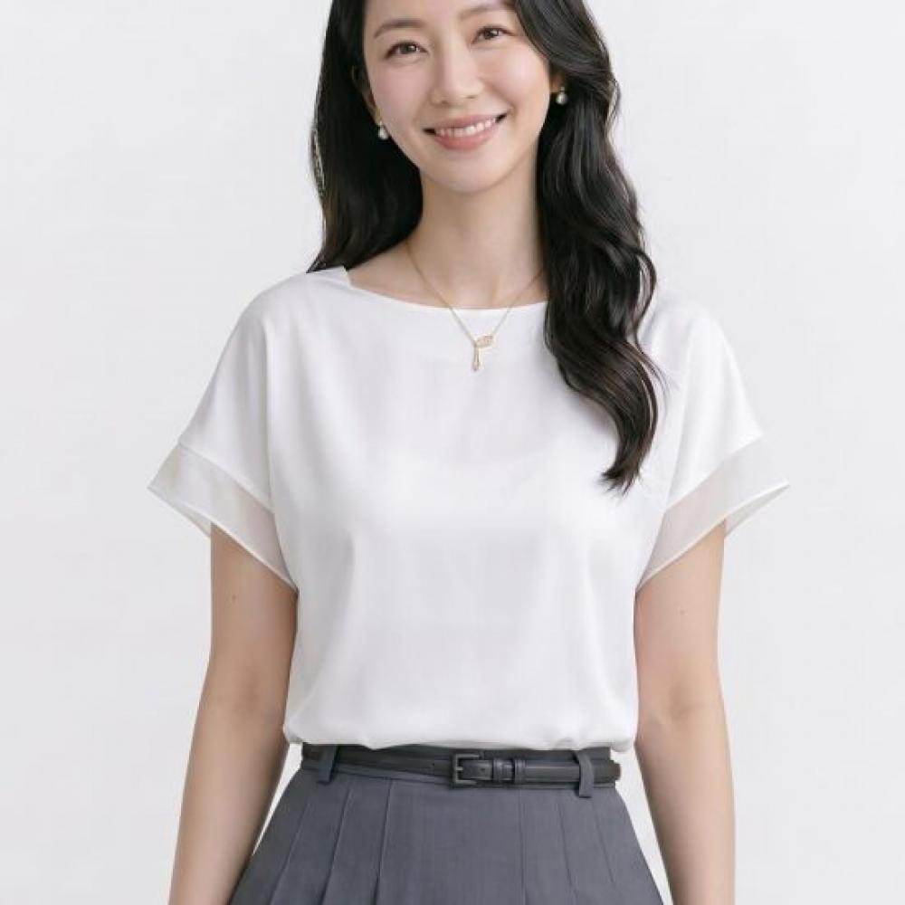 Navava Women Simple Basic Plain Short Sleeve Blouse Nb3189