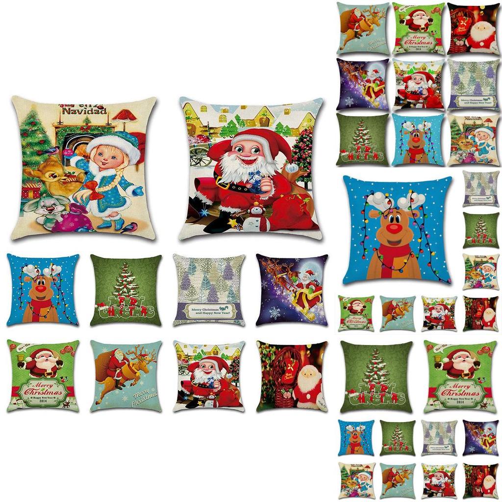 Happyspree Happy Christmas Kissenbezüge Hochwertige Leinen Kissenhüllen Für Charmante Dekoration