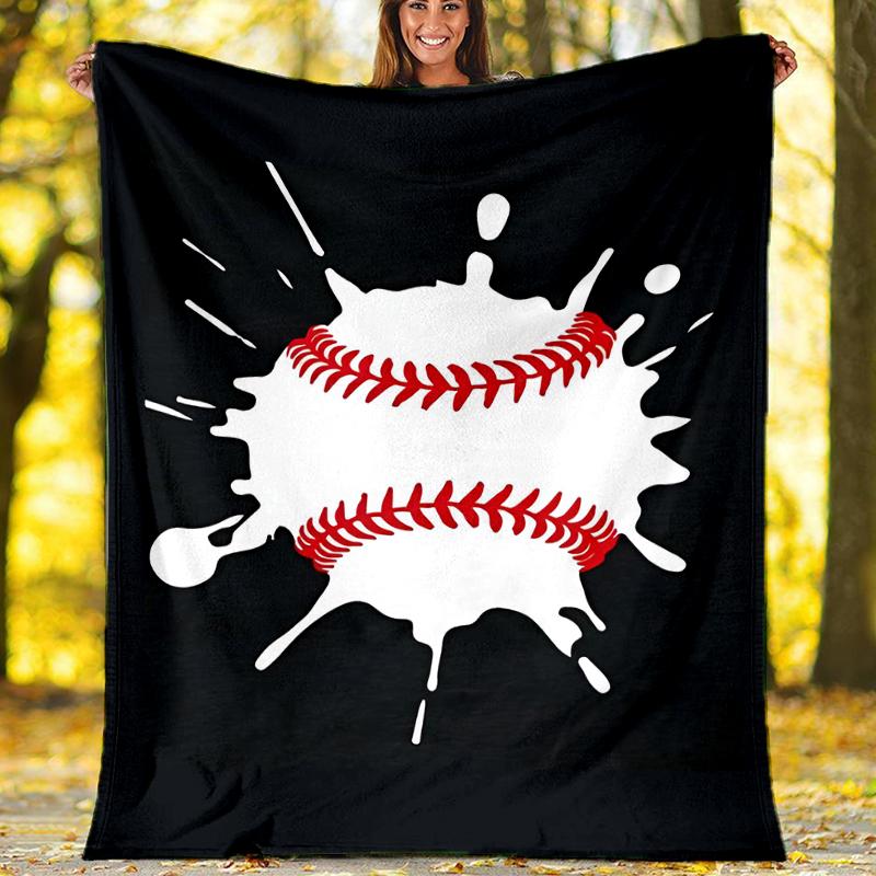 Baseball Theme Printed Blanket - Perfect for Couch, Bed, Travel & Outdoor Use | Machine Washable, Cozy & Durable.