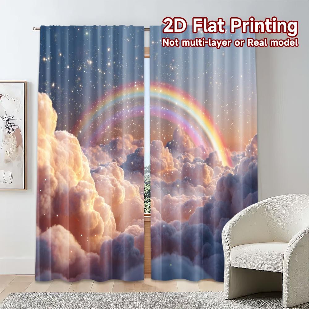 2pcs, 2D FLAT PRINTING Curtains (Without Rod) SkyRainbowDream Modern Modern Curtain Versatile Polyester Curtains Decorations