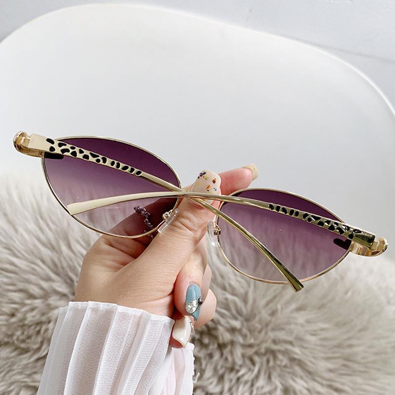 Popular Vintage Metal Oval Sunglasses Women For Men Luxury Brand Designer Sun Glasses Steampunk Gold Leopard Shades Uv400