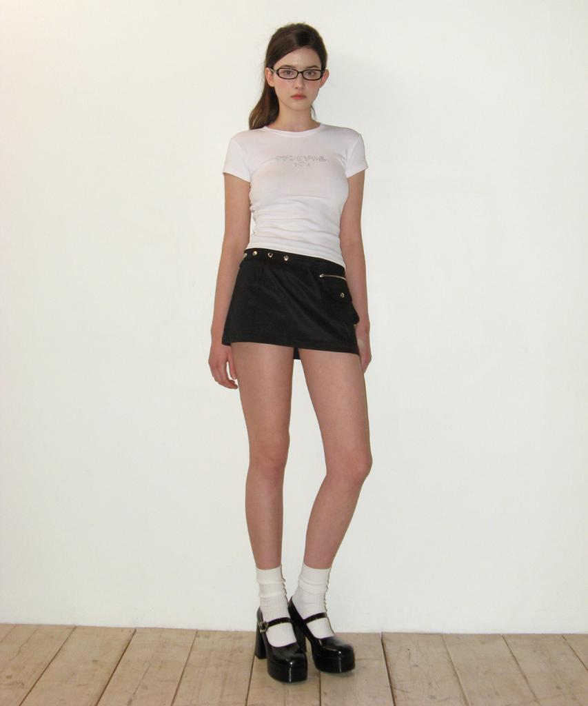 Crank Pocket Belt Micro Skirt_Black
