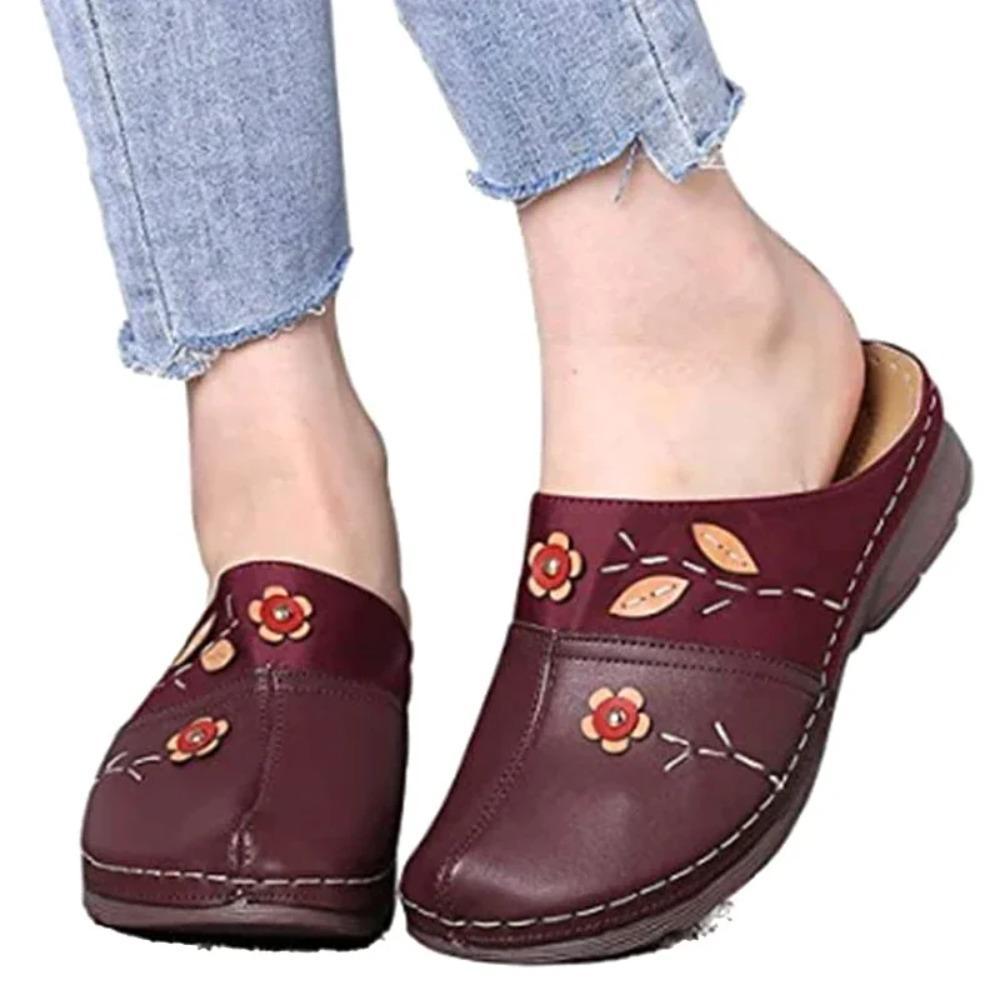 Dames Klompen Sandalen Zolen Dames Comfort Gesloten Neus Sleehakken Platformschoenen Zacht Ademend Bloemen Pantoffel