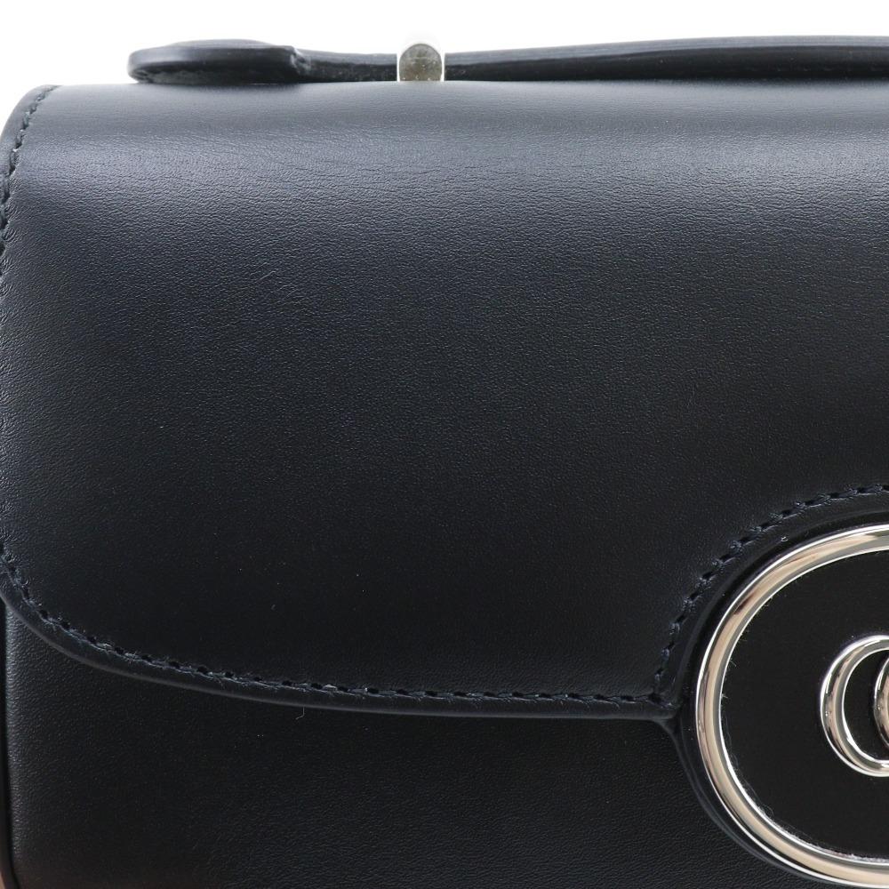 Gucci Bolsa de Ombro Petit GG 739722 Double G 2 Vias Couro Preto Feminina Usada