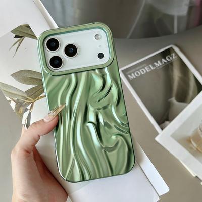 Luxury Crumpled Texture Plating Phone Case For iPhone 17Air 17 16 15 14Plus 13 12 11 Pro Max Solid Color Matte Protective Cover