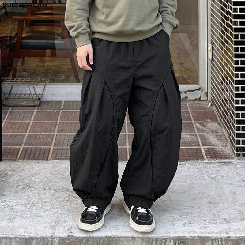 INCERUN Men Elastic Waist Quick-drying Deconstructionist Style Casual Long Pants Trousers