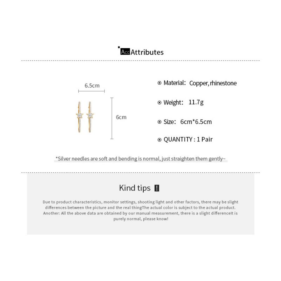 Fashion Sparkling Rhinestone Hoop Earrings for Women Star Exaggerated Round Earrings Buckle Luxurious Party Jewelry Accessories