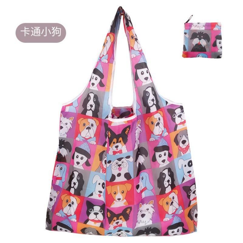 Women's Foldable Shopping Bag, Lightweight Nylon Waterproof Reusable Tote Bag, Portable Shoulder Handbag for Grocery Shopping