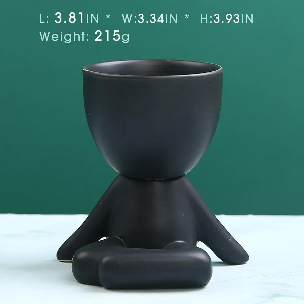 1Pcs Creative Office Desktop Ornaments Home Decoration Plant Pot New Nordic Ceramic Little Figure Flower Pot Succulent Plant Pot