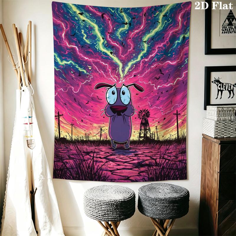 Courage the Cowardly Dog Wall Tapestry Aesthetic Wall Hanging Printed Fabric Blanket Decorative Tapestries for Bedroom Living Room Home Decor